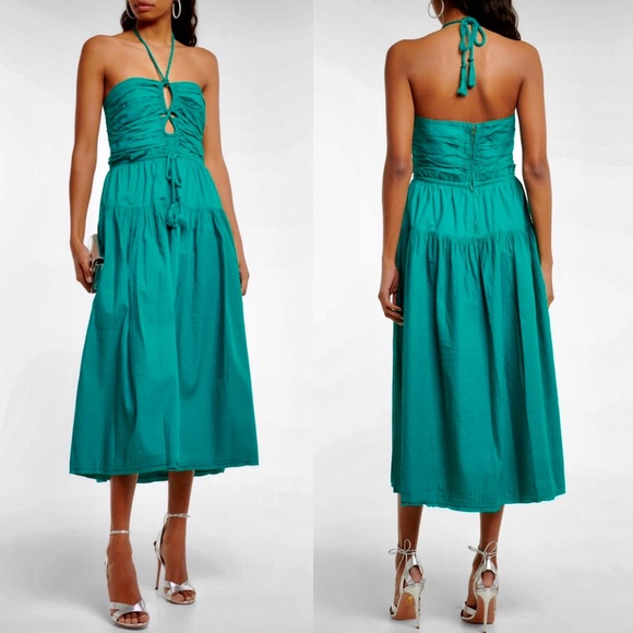 πΊπHPππΊ NWT Ulla Johnson Emmaline Midi Dress Verdigris - Picture 8 of 16